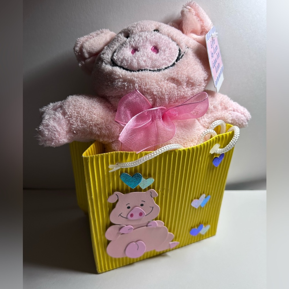 Plush in a gift bag - PINK PIG